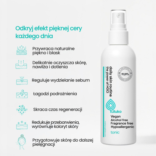 Naturalny tonik do twarzy Liluko z kwasem podchlorawym