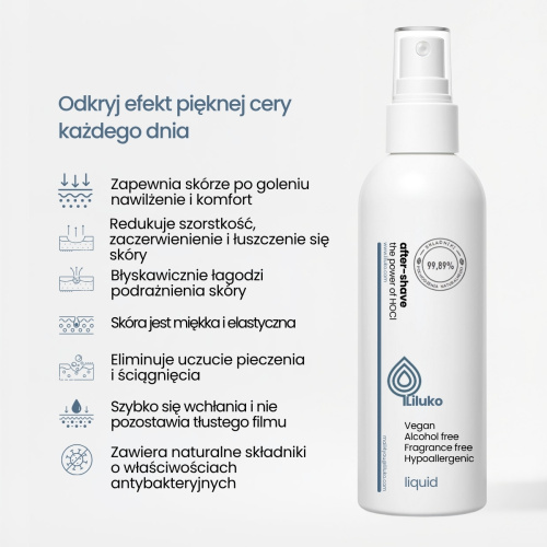 antynakteryjna po goleniu bez alkoholu Liluko z kwasem podchlorawym