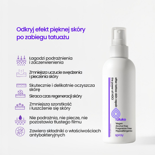 Regenerujacy spray na tatuaz Liluko z kwasem podchlorawym